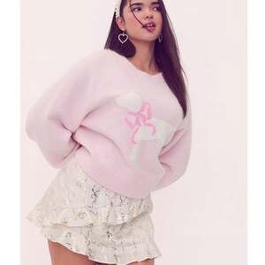 PINK x LoveShackFancy Small Puppy Boxy Sweater Pink Tulip NWT